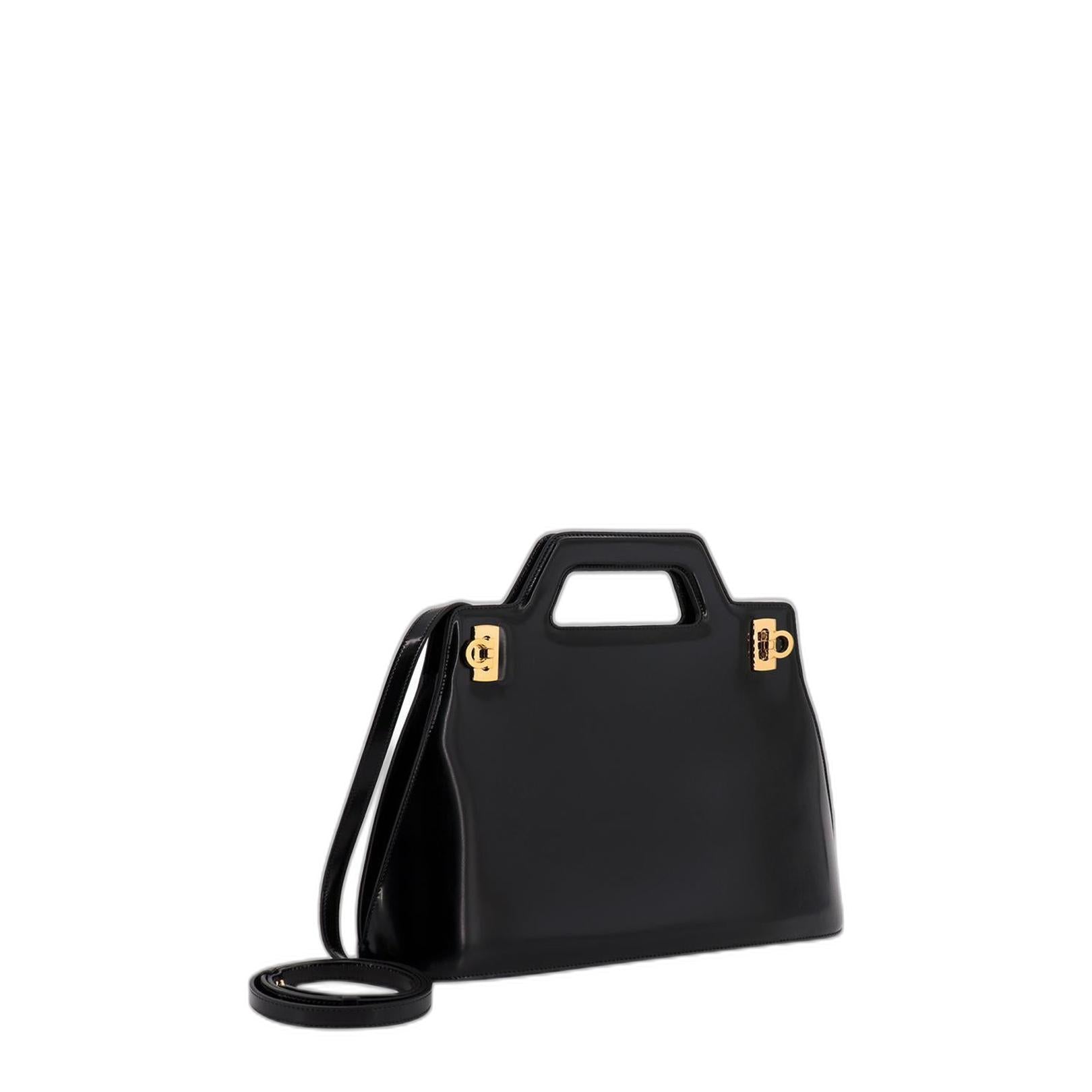 Wanda Leather Tote Bag in Black