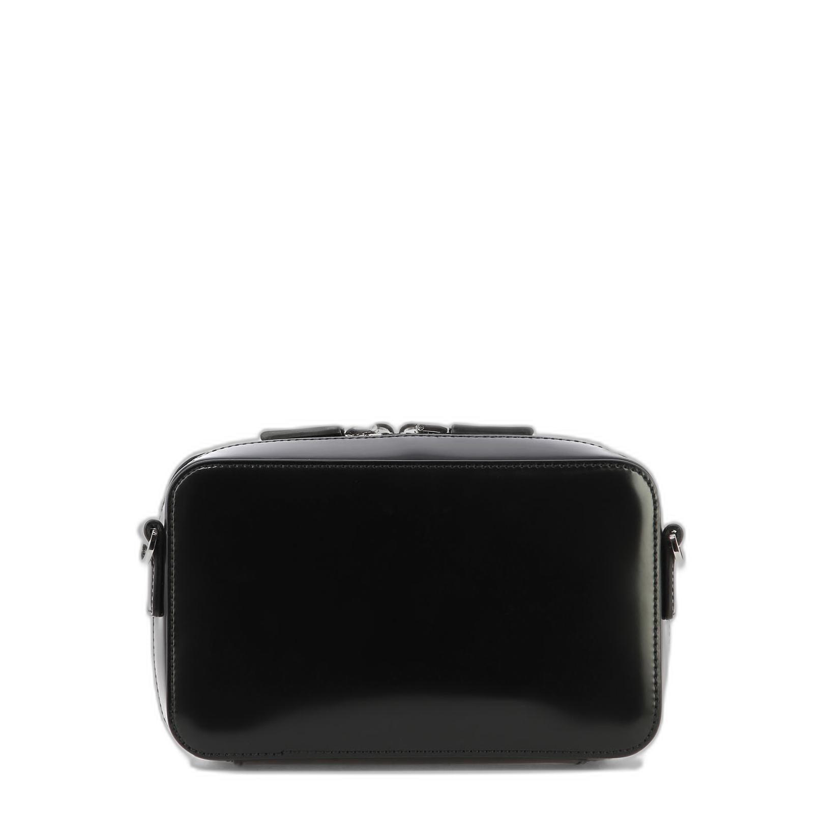 黑色 Brique 皮革斜挎包