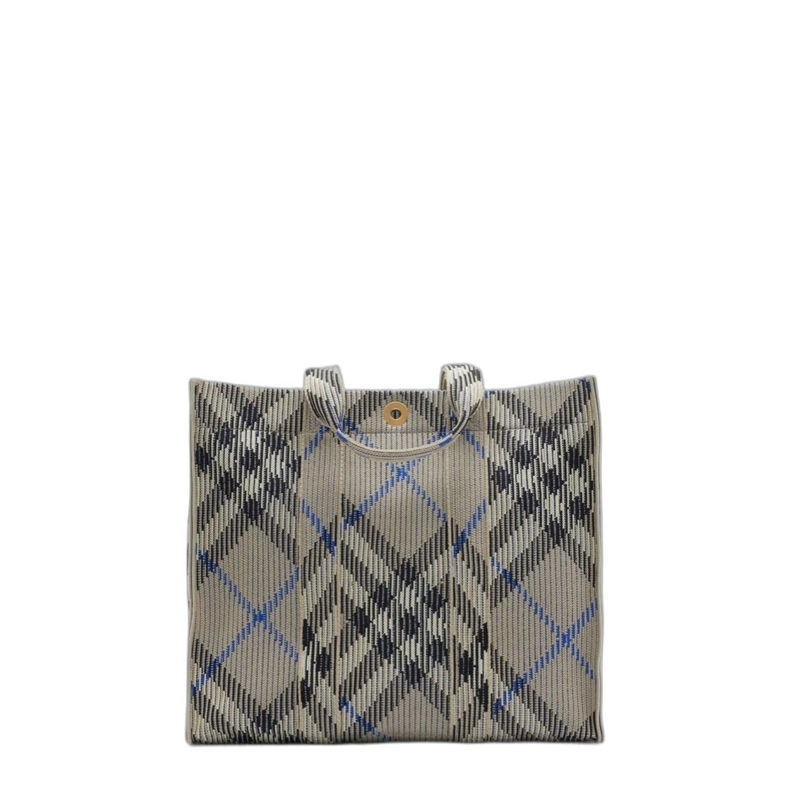 Medium Check Knitted Tote in Lichen