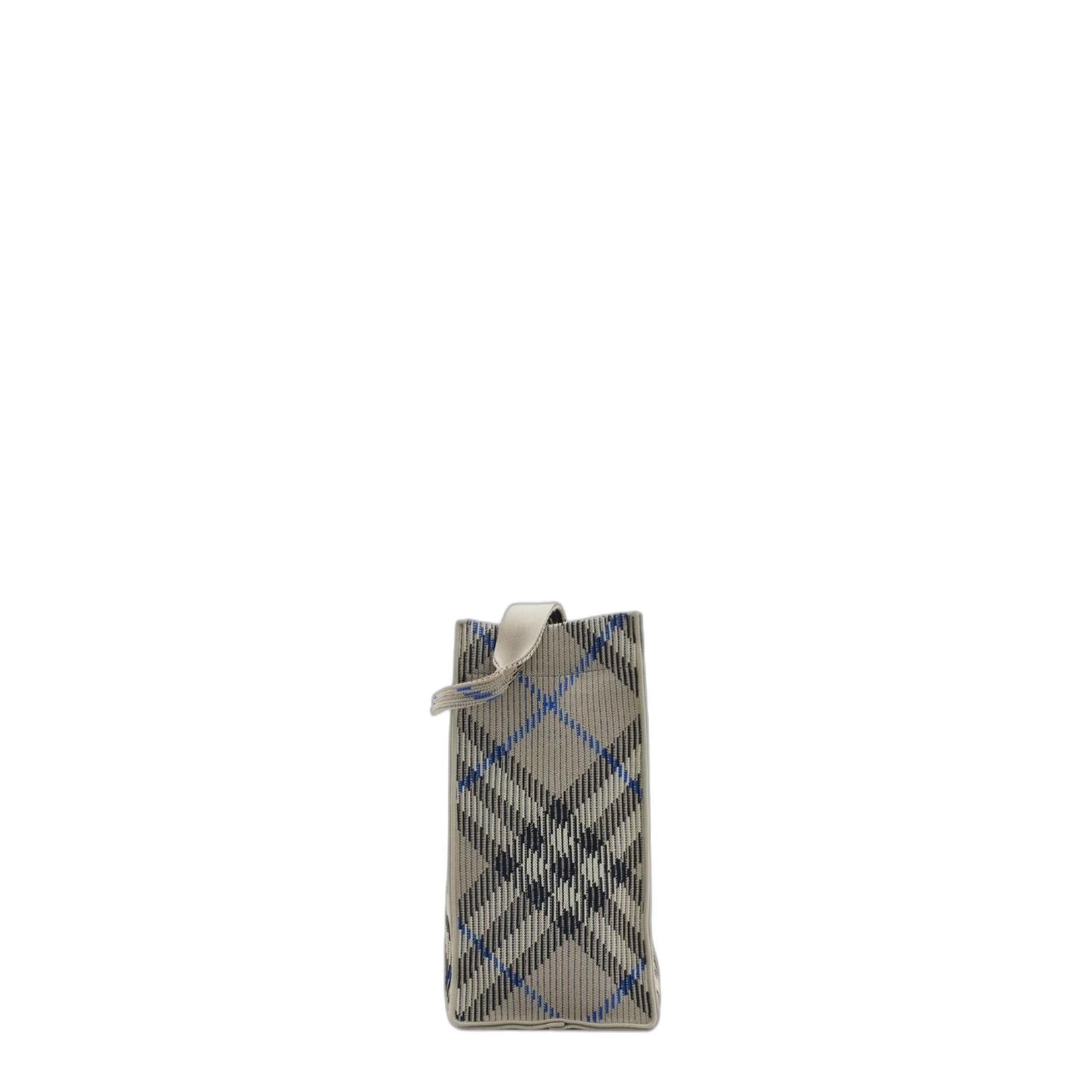 Medium Check Knitted Tote in Lichen