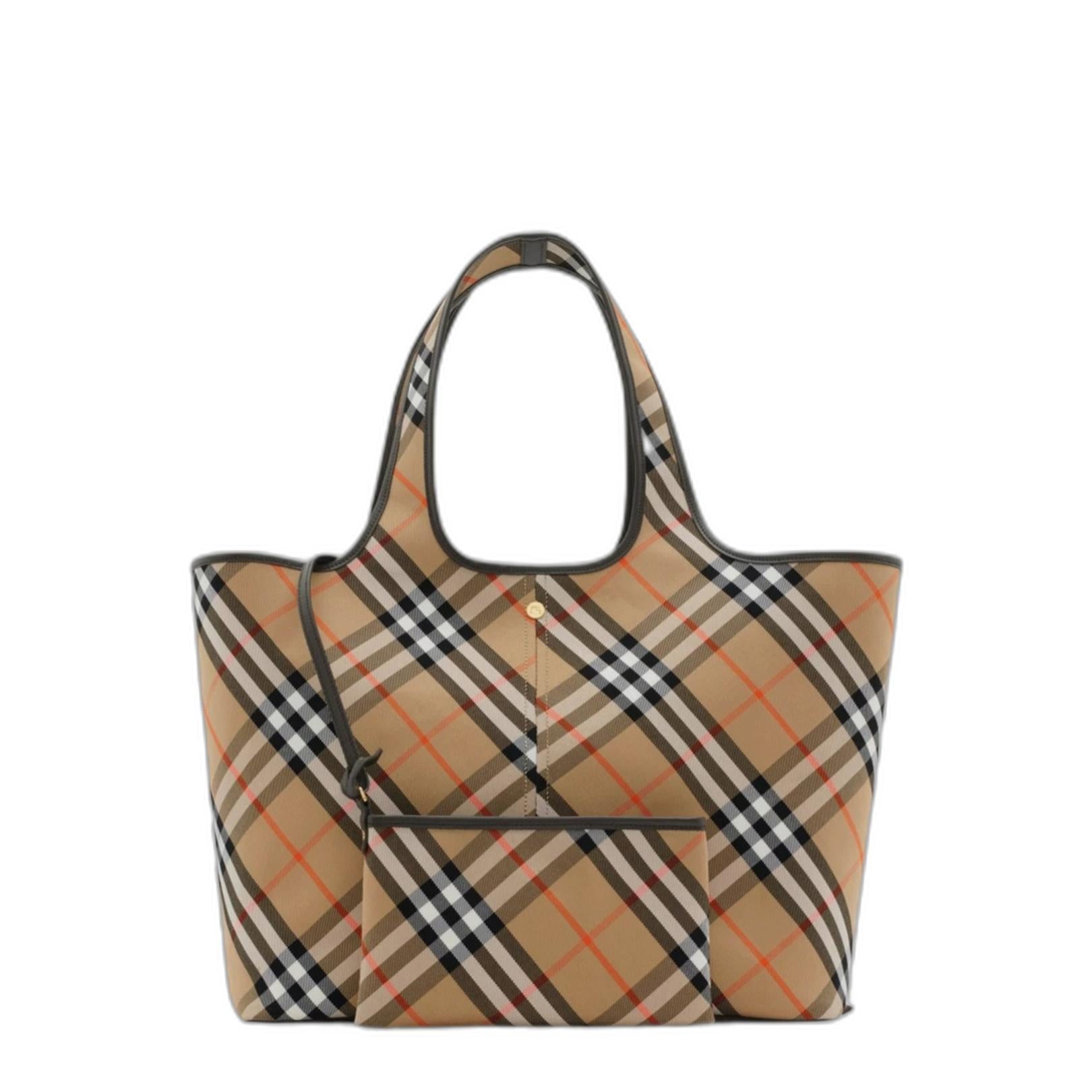 Medium Check Tote in Sand