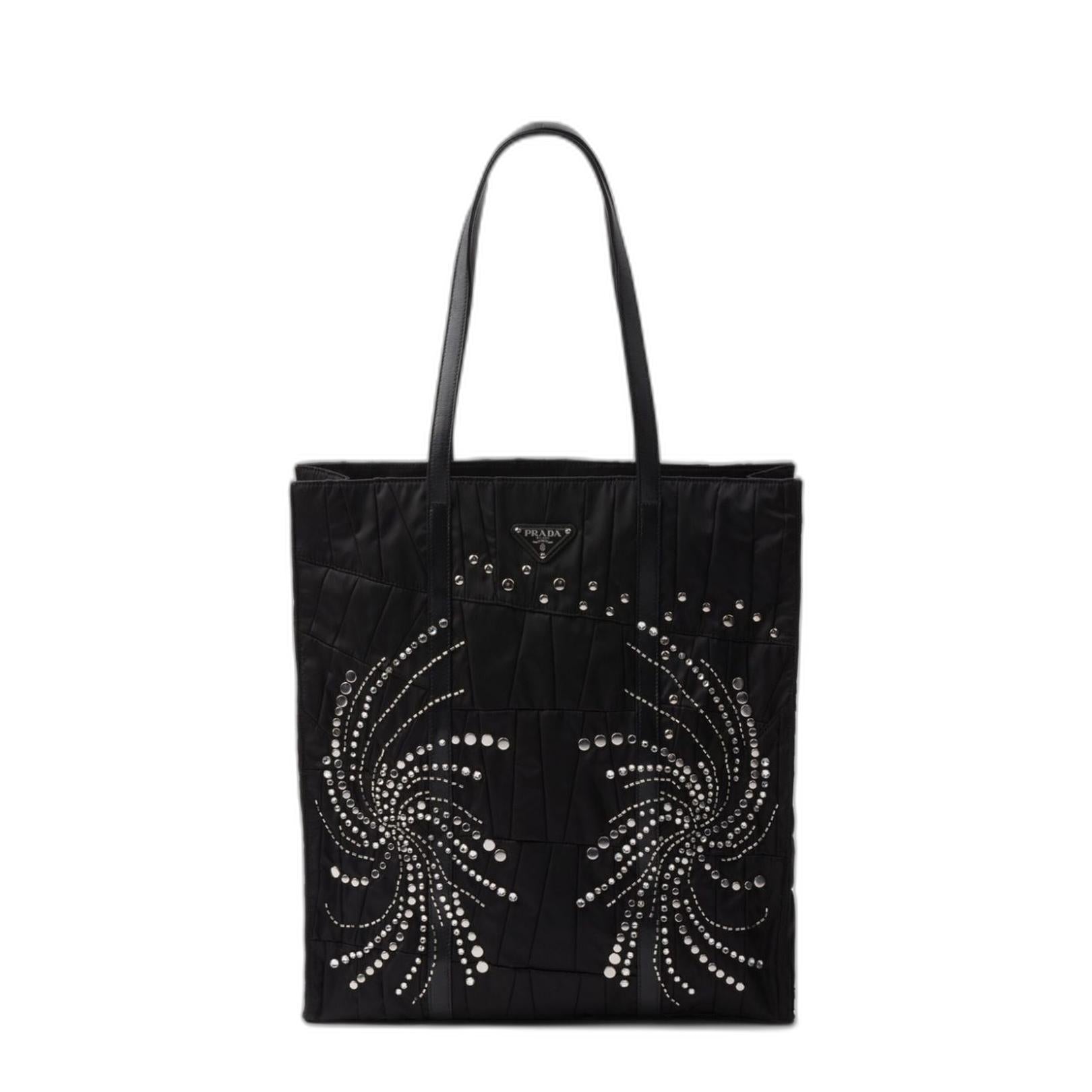 Black Re-Nylon Large Tote Bag