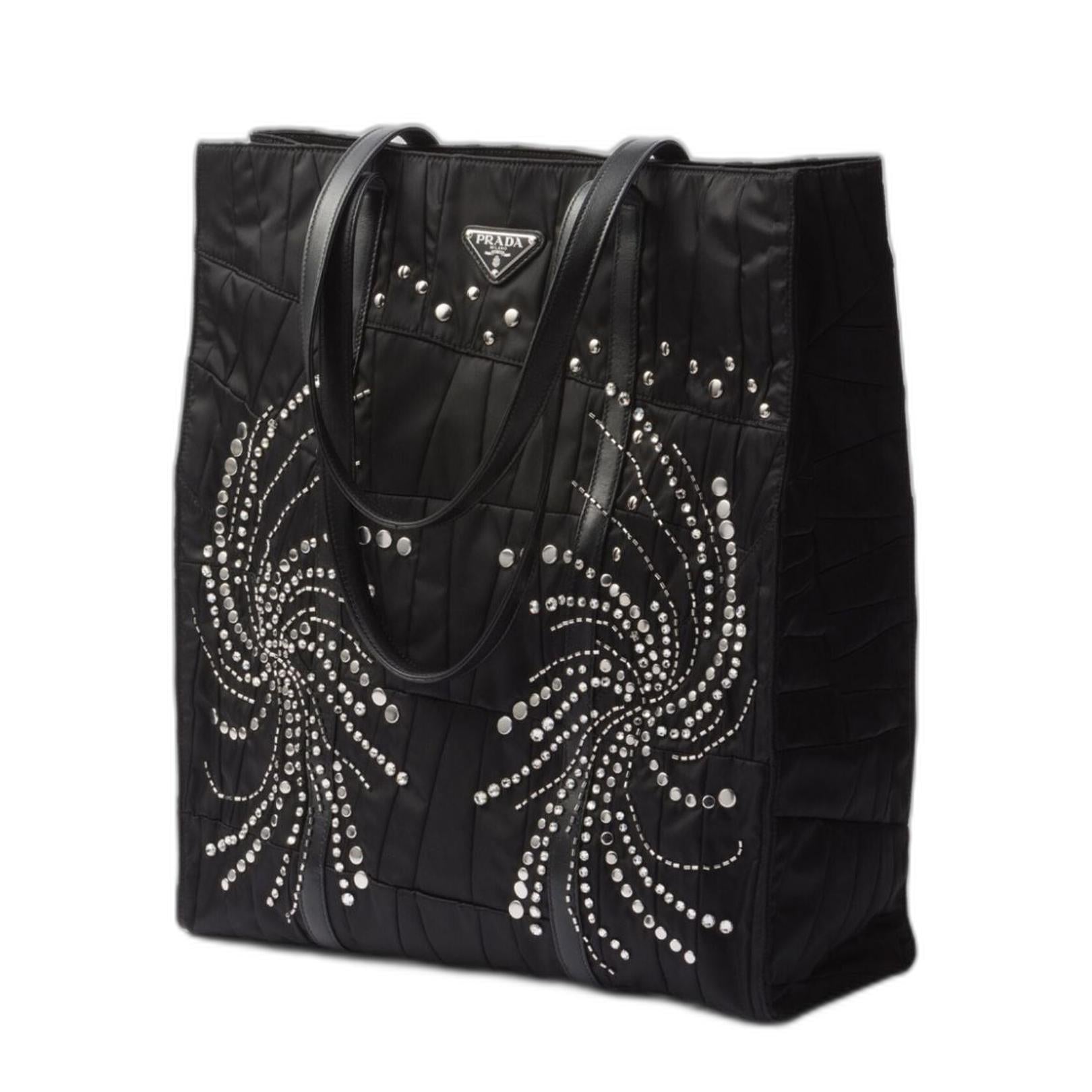 Black Re-Nylon Large Tote Bag