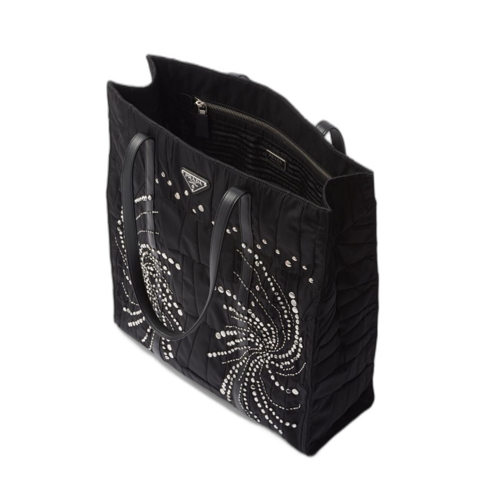 Black Re-Nylon Large Tote Bag