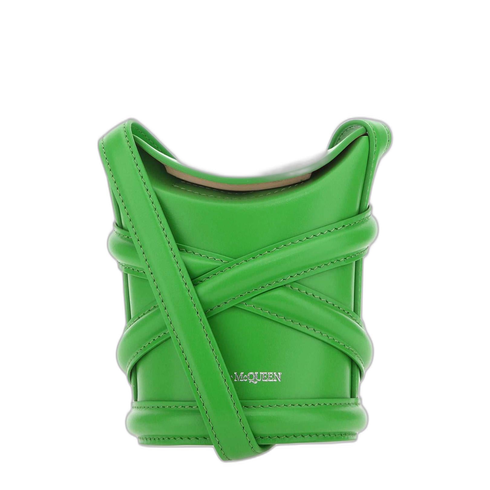 Grass Green Leather Mini The Curve Bucket