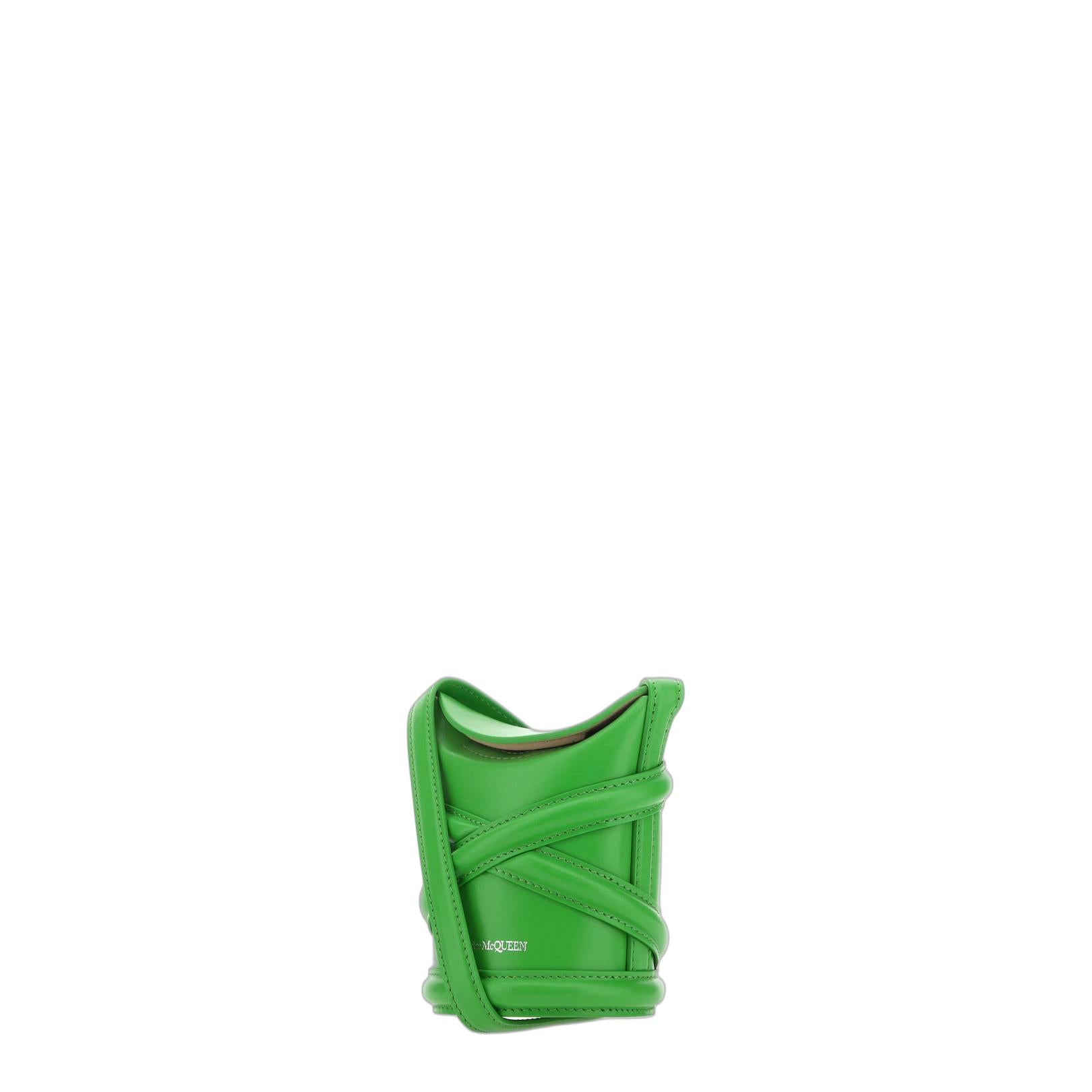 Grass Green Leather Mini The Curve Bucket