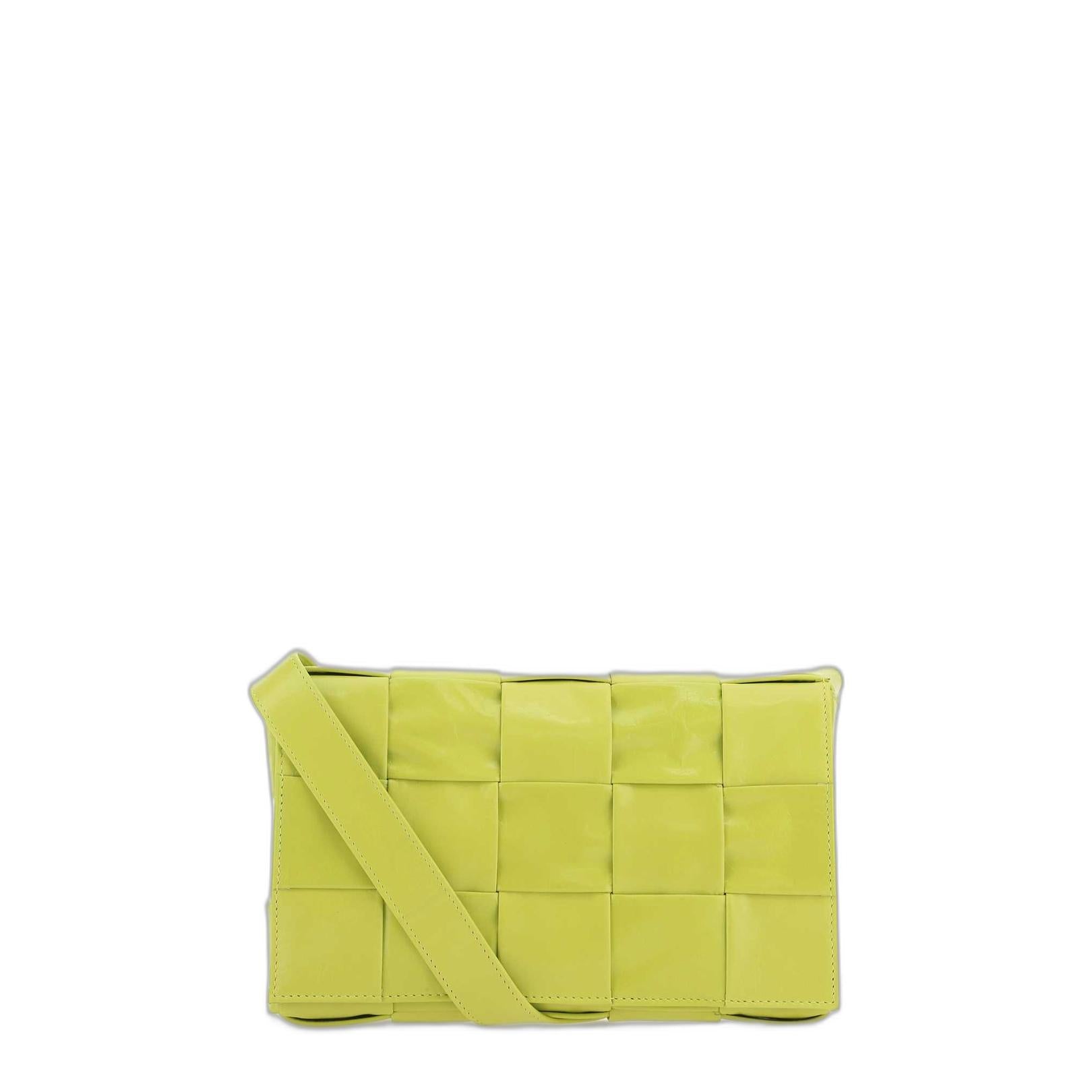 Medium Cassette Shoulder Bag in Yellow Intrecciato Leather
