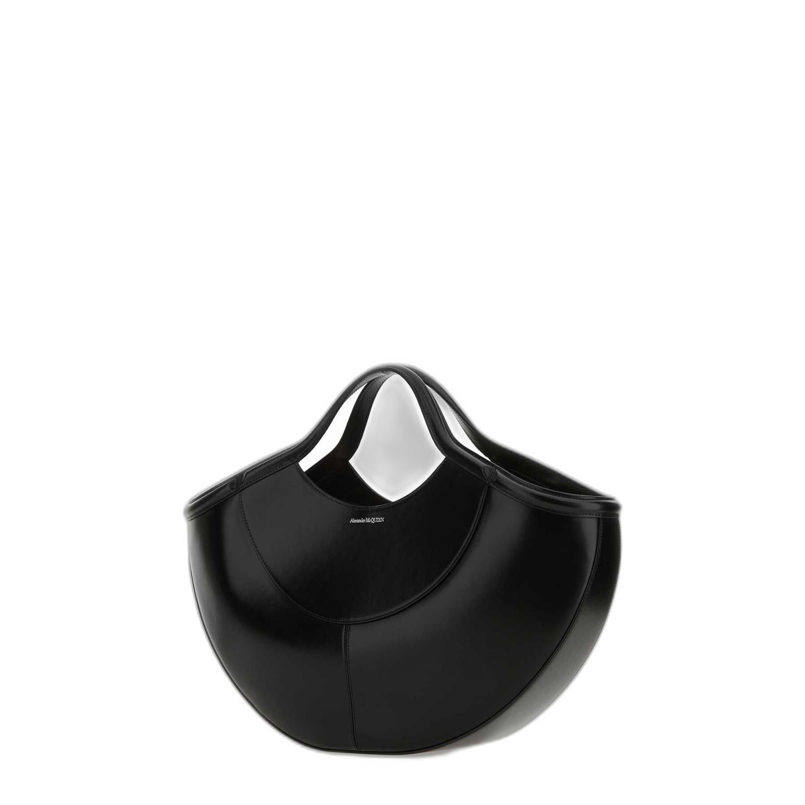 Black Leather Shopping Bag