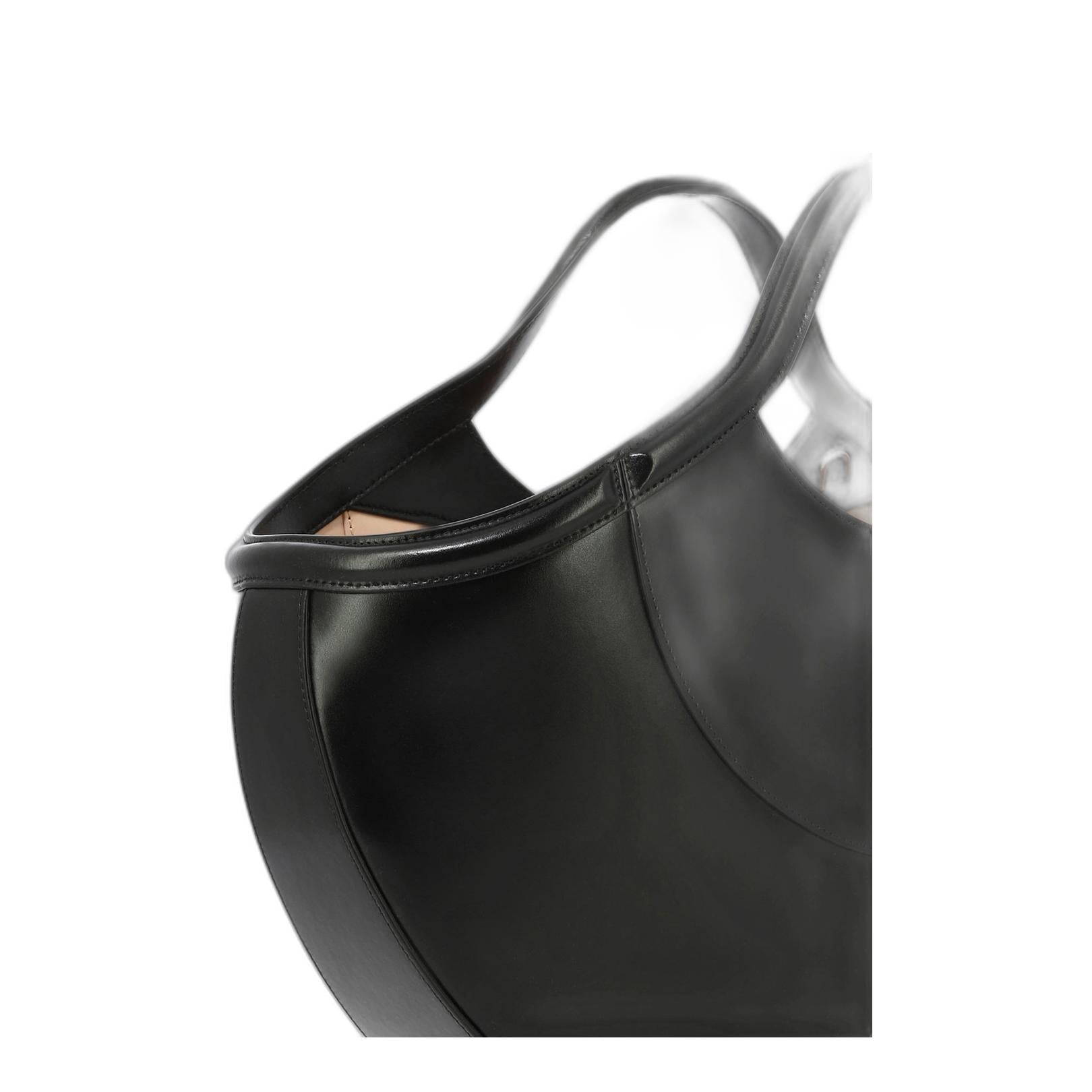 Black Leather Shopping Bag