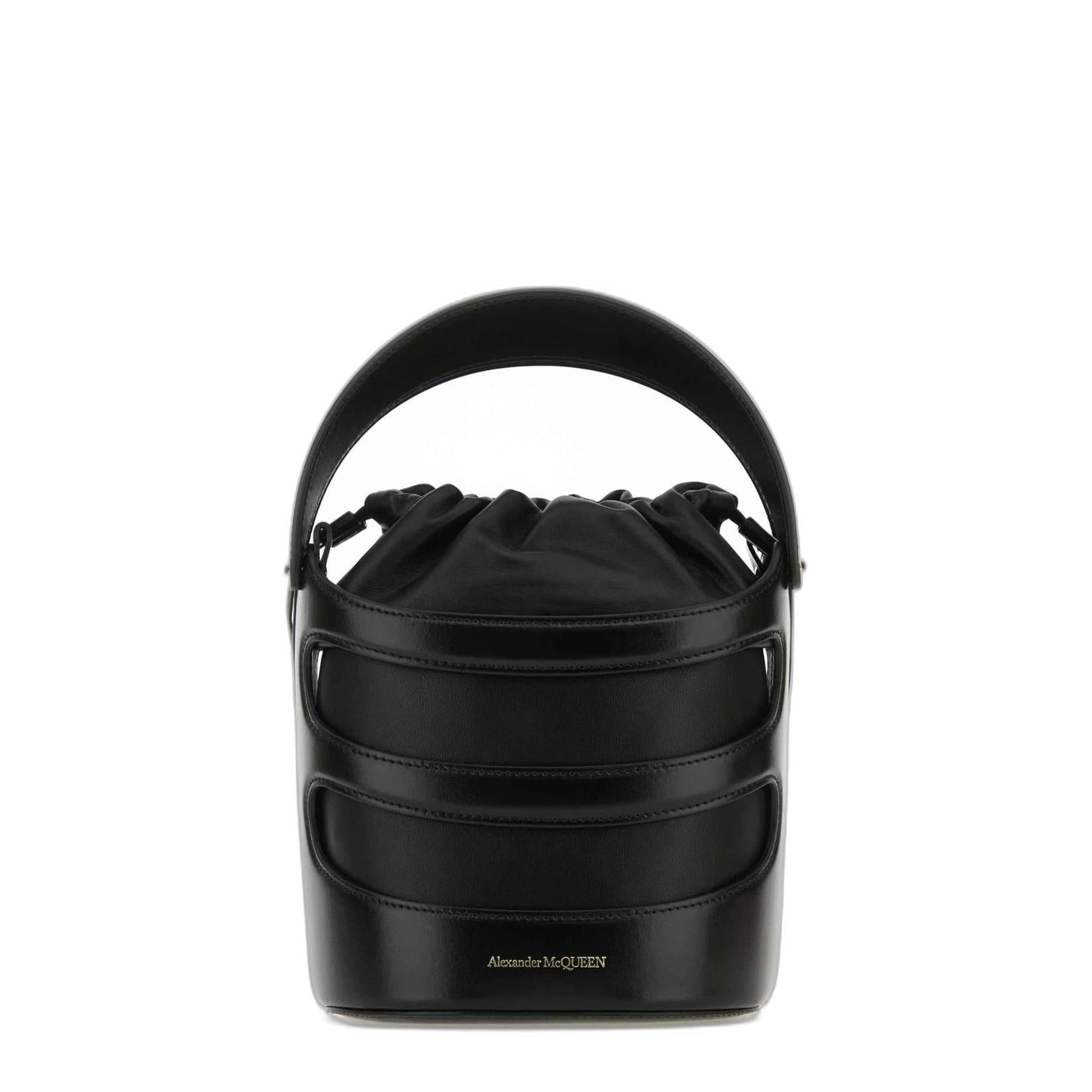 Black Leather The Rise Bucket Bag
