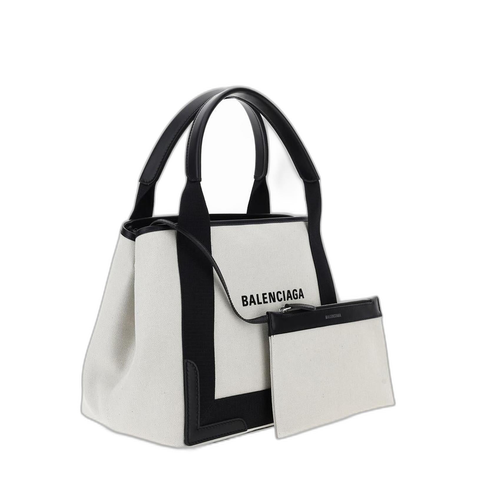 Navy Small Cabas in Beige