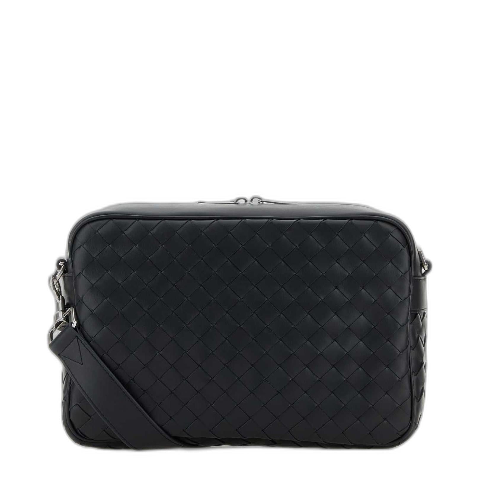 石墨色皮革中号相机斜挎包