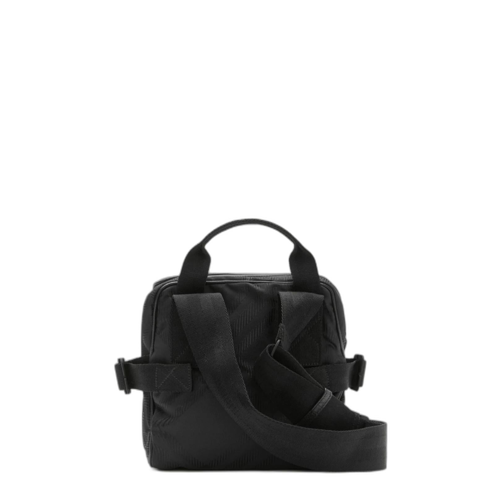 Check Jacquard Crossbody Bag in Black