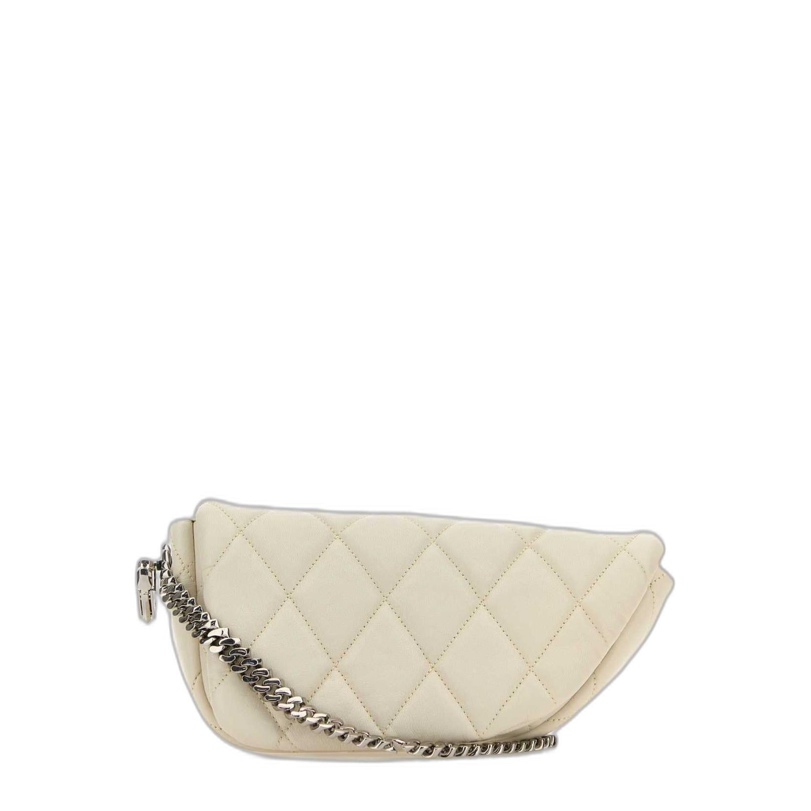 White Leather Shield Lock Shoulder Bag