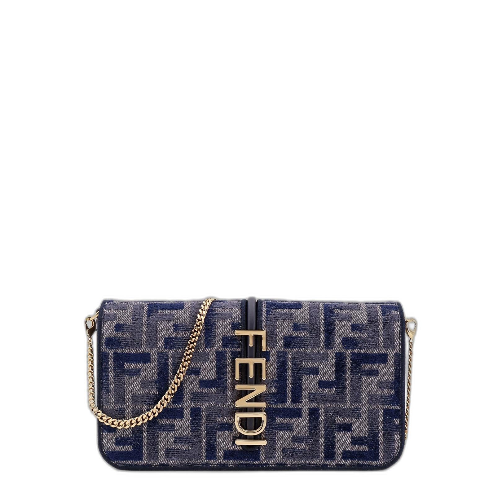 Wallet on Chain Fendigraphy leather shoulder bag