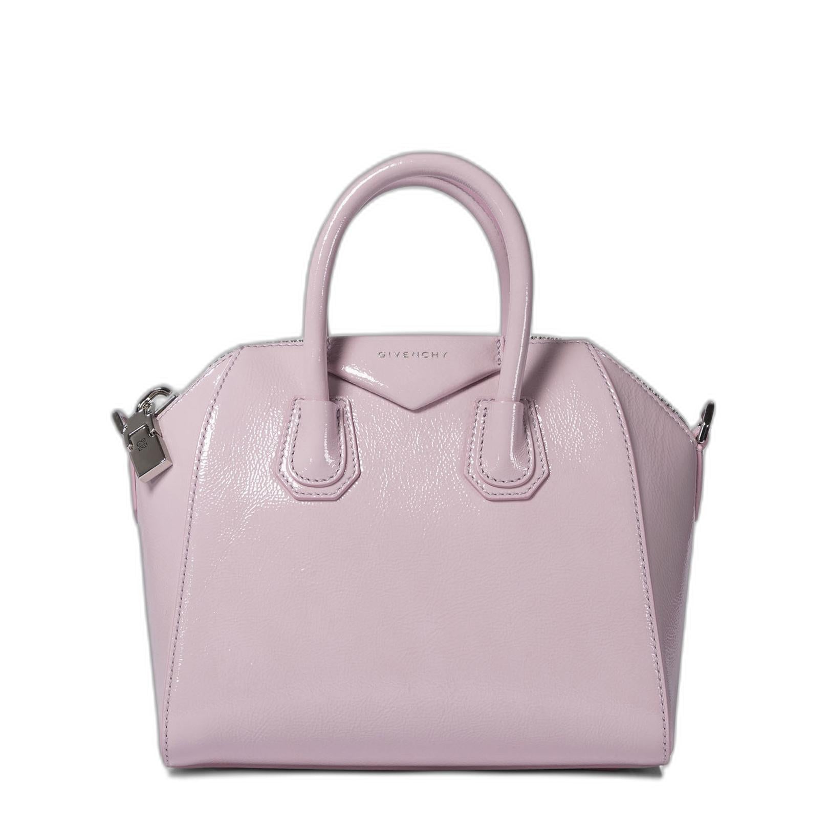 Pink Leather Antigona Top Handle Bag
