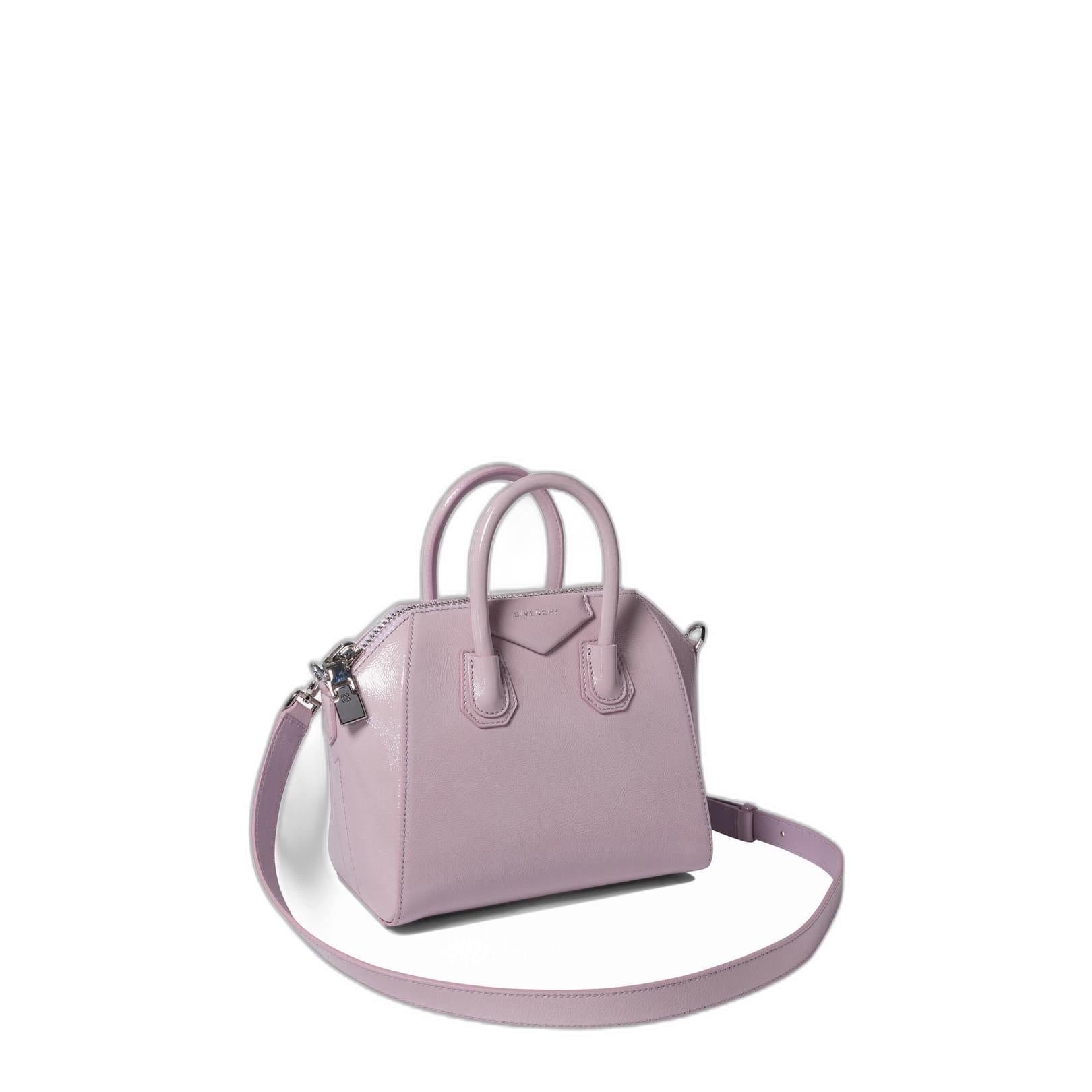 Pink Leather Antigona Top Handle Bag