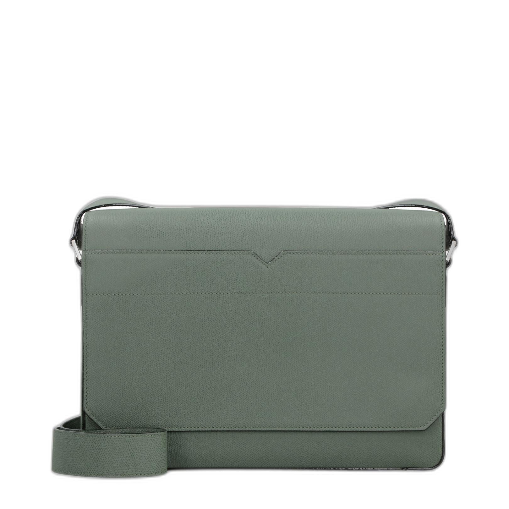 V-line Leather Messenger Bag