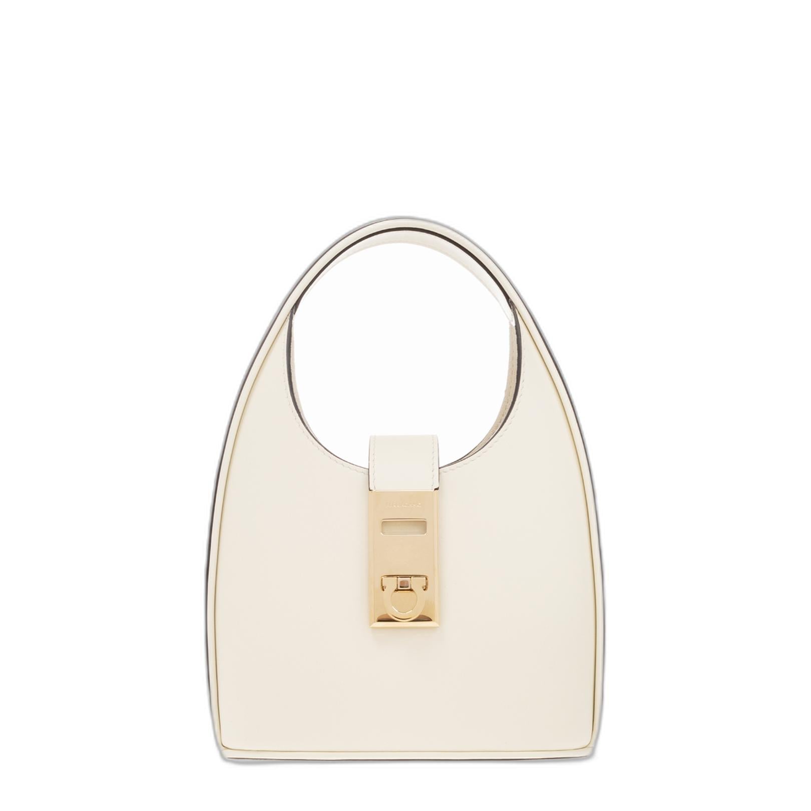 Ferragamo Gancini-buckle Logo-engraved Mini Hobo Bag