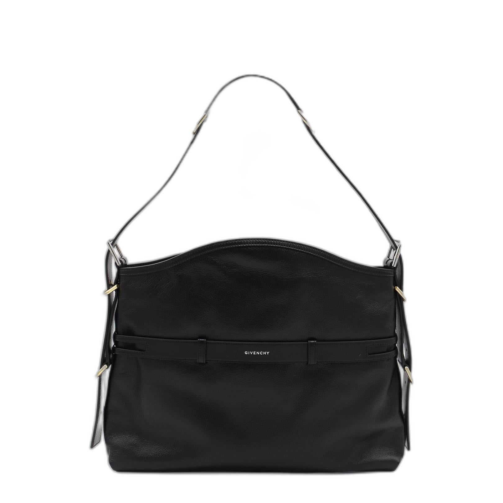Givenchy Voyoum Medium Shoulder Bag In Shiny Leather - Black