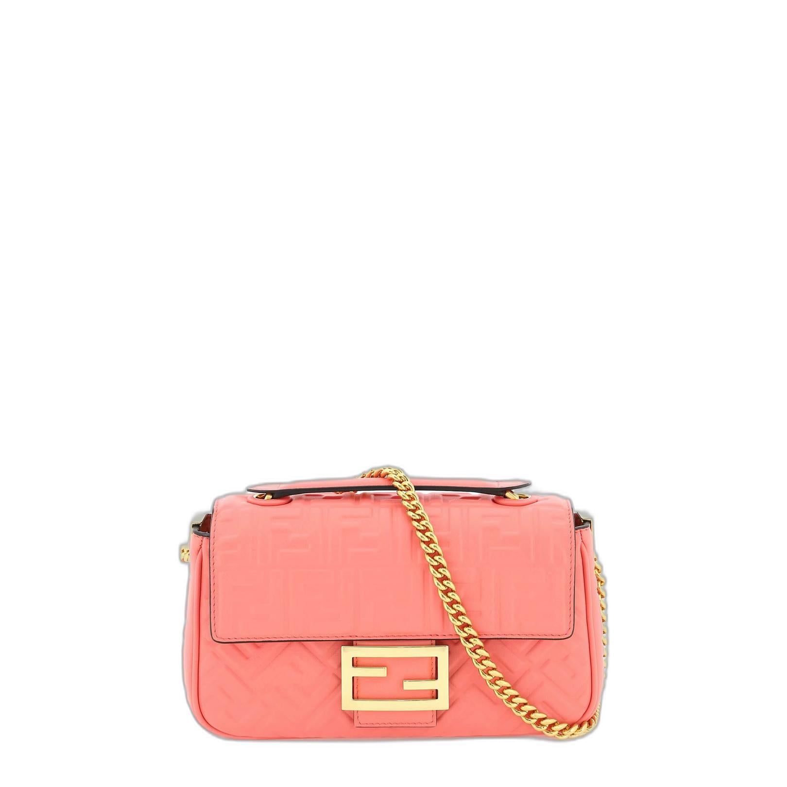 Baguette Chain Midi
Pink Nappa Leather Bag With FF Motif