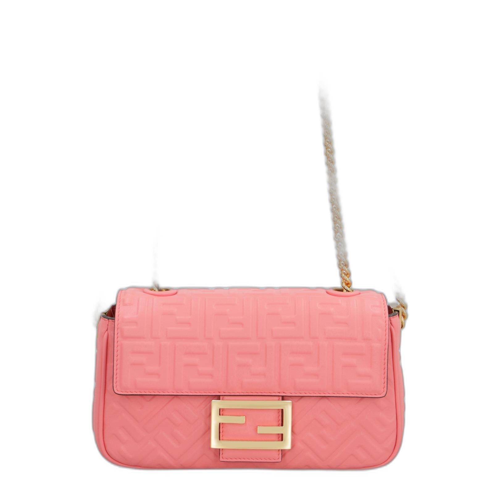Baguette Chain Midi
Pink Nappa Leather Bag With FF Motif