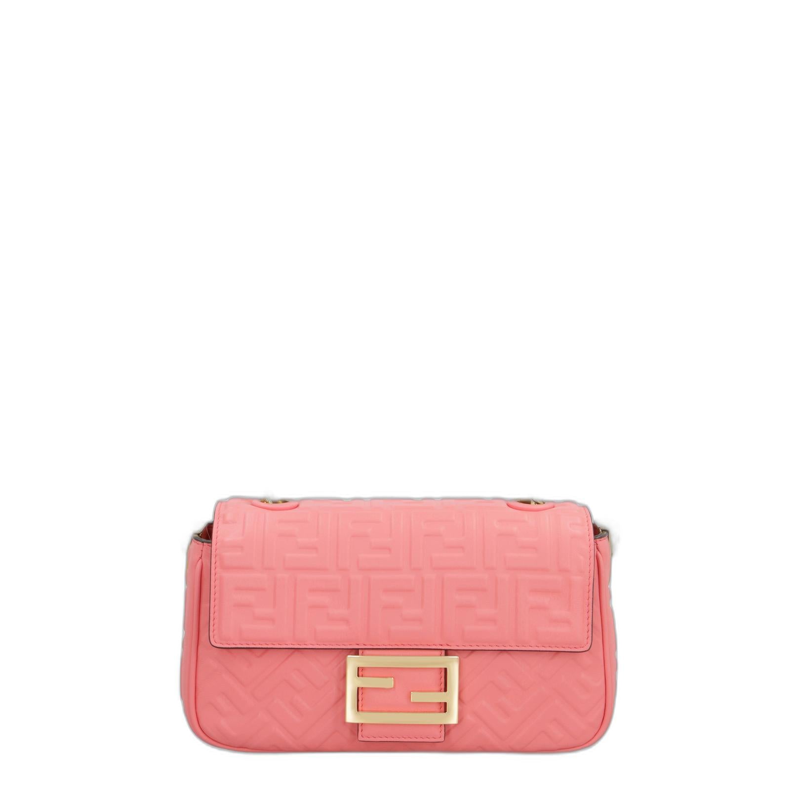 Baguette Chain Midi
Pink Nappa Leather Bag With FF Motif