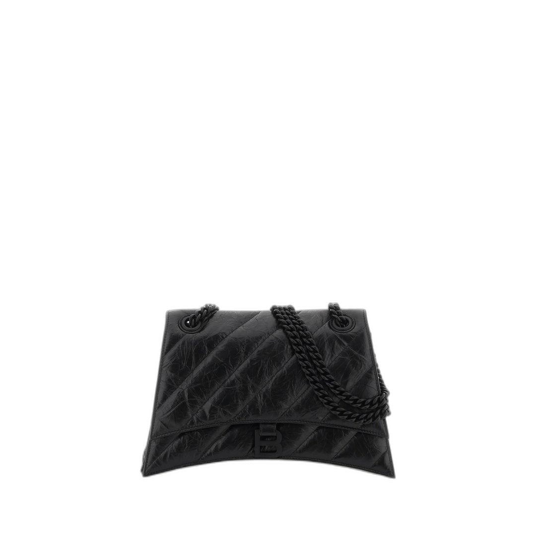 Crush 中号黑色绗缝链条包
