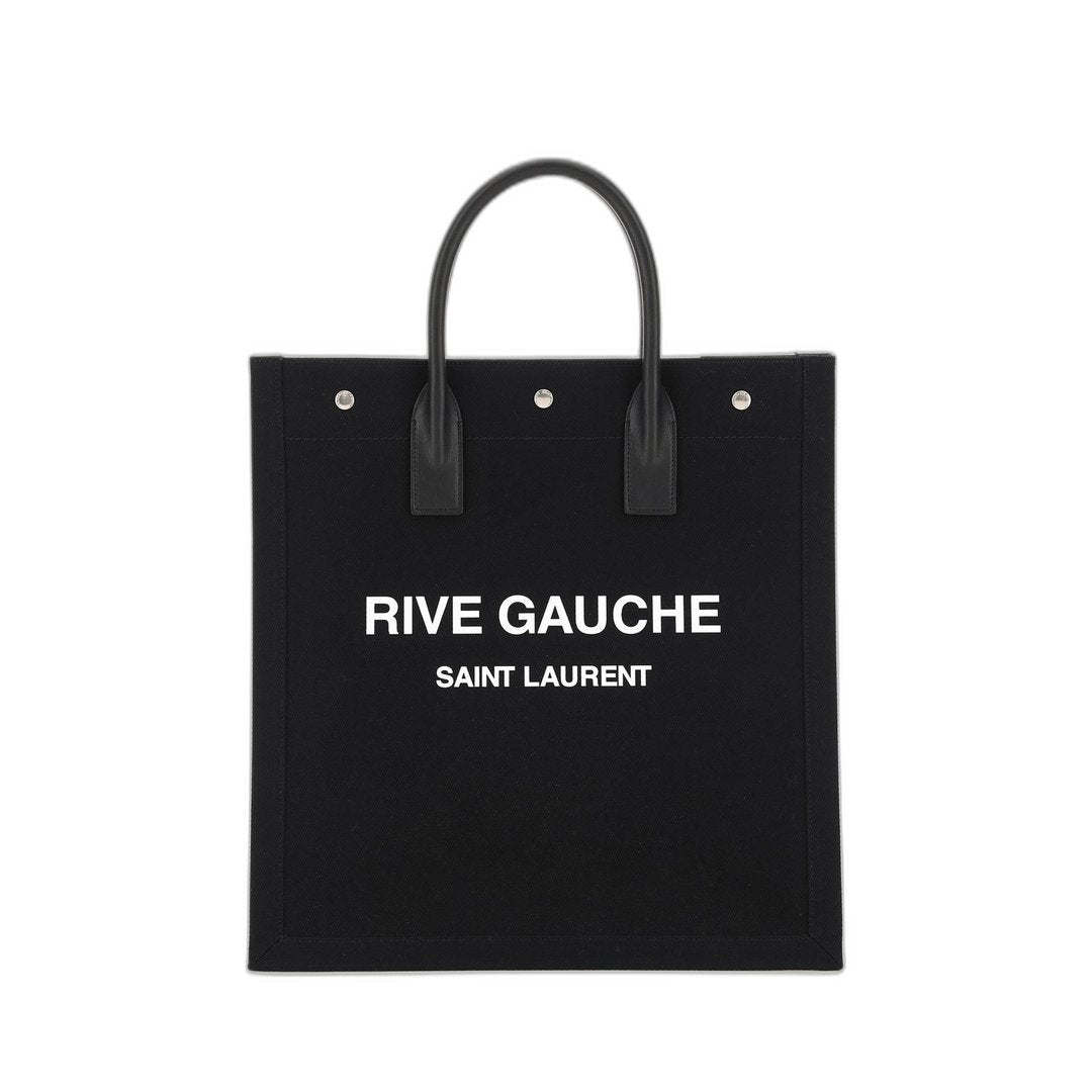 Rive Gauche North/South Tote Bag In Printed Canvas And Leather
