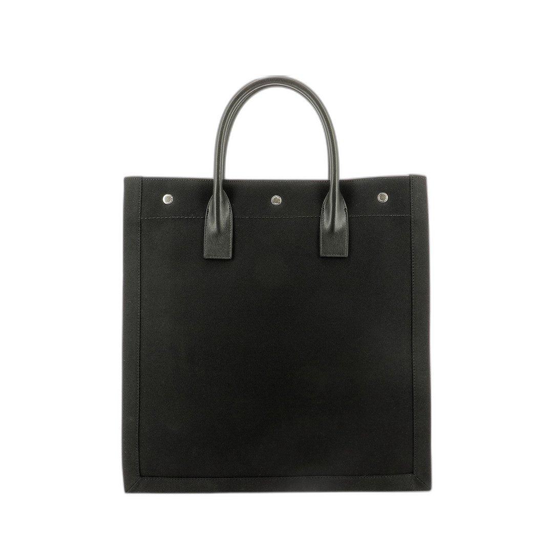 Rive Gauche North/South Tote Bag In Printed Canvas And Leather