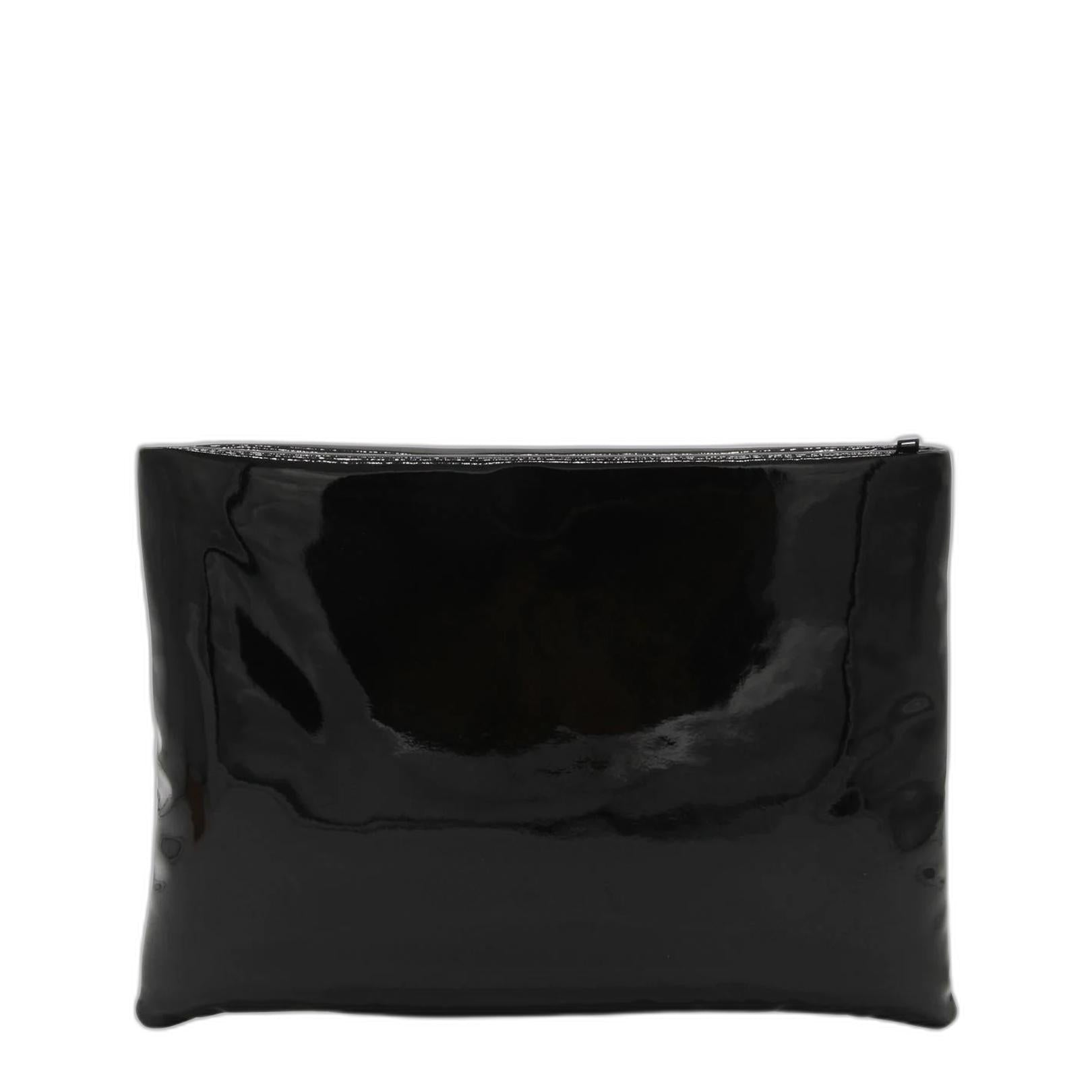 Saint Laurent Large Puffy Pouch In Patent Canvas
