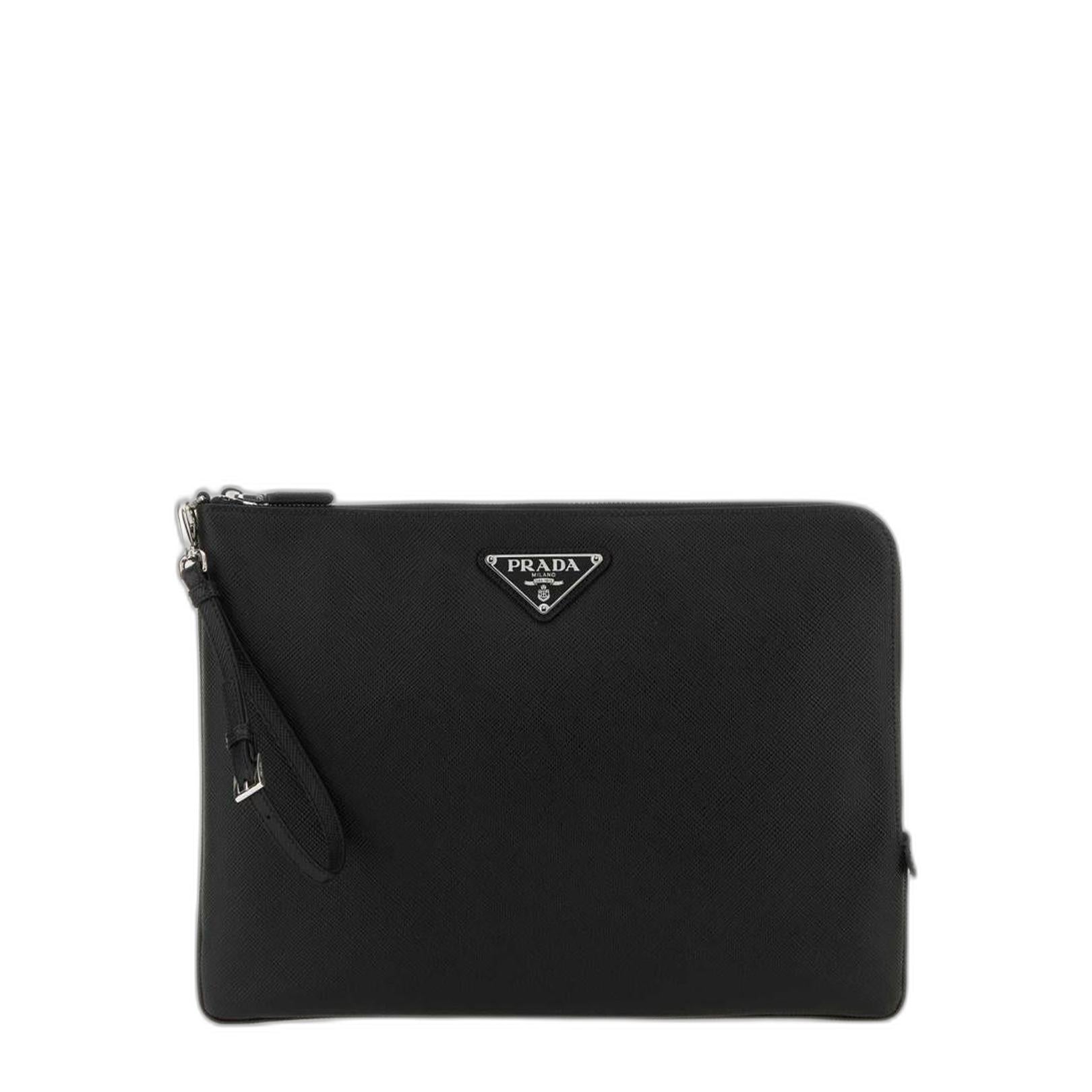 Large Saffiano Leather Pouch