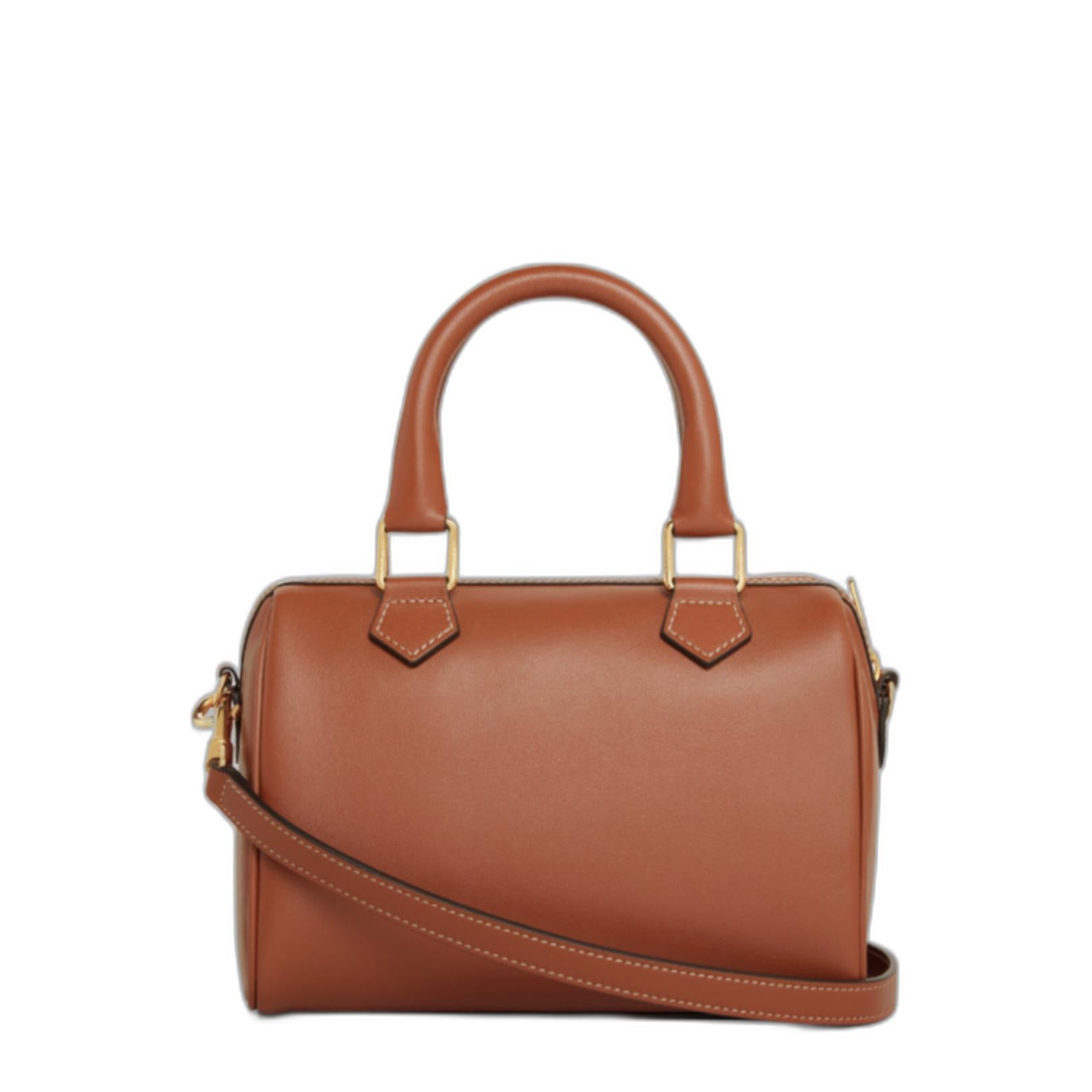 Small 2way Boston Bag in Tan Calfskin