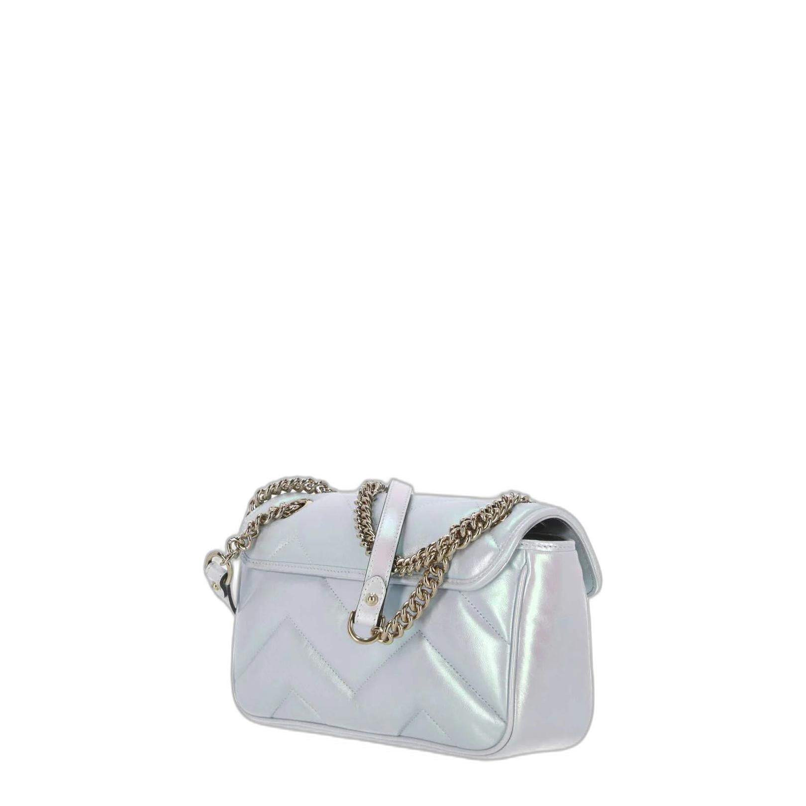GG Marmont Small Shoulder Bag in Blue Iridescent