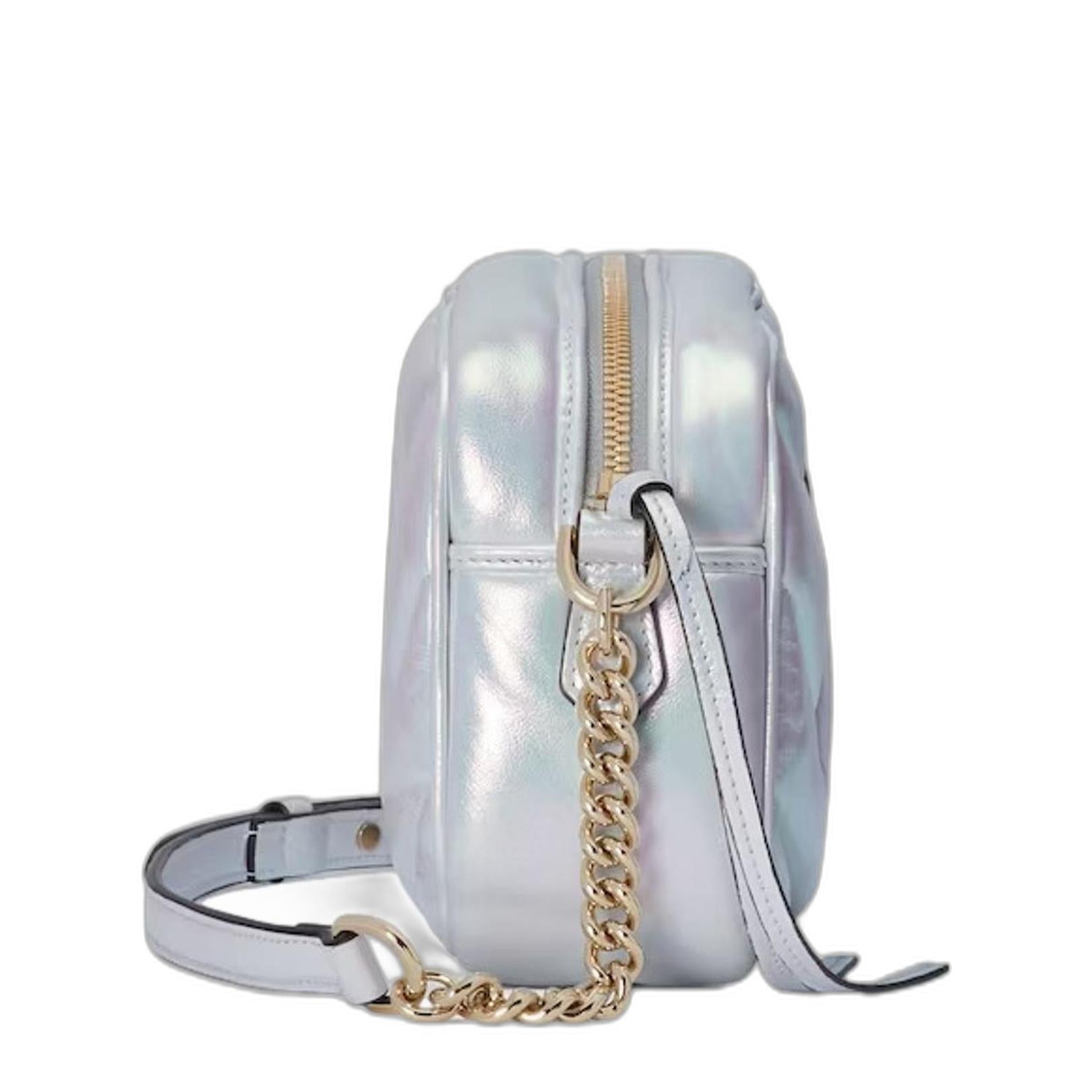 Gg Marmont Small Shoulder Bag in Blue Iridescent