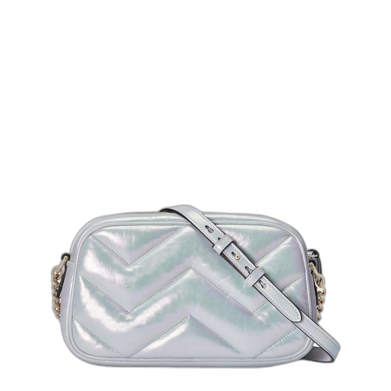 Gg Marmont Small Shoulder Bag in Blue Iridescent