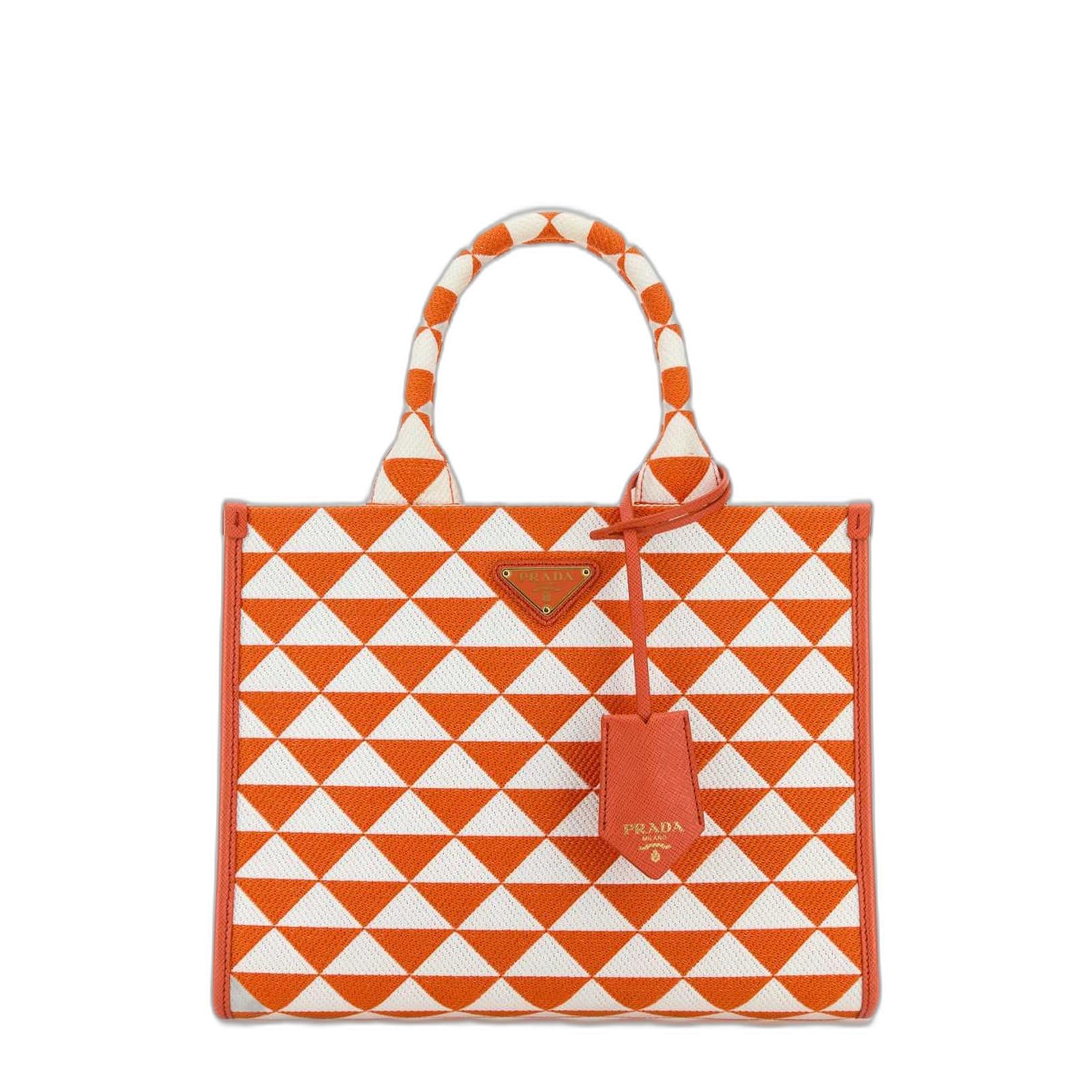 Symbole Small Top Handle Bag in Arancio Bianco