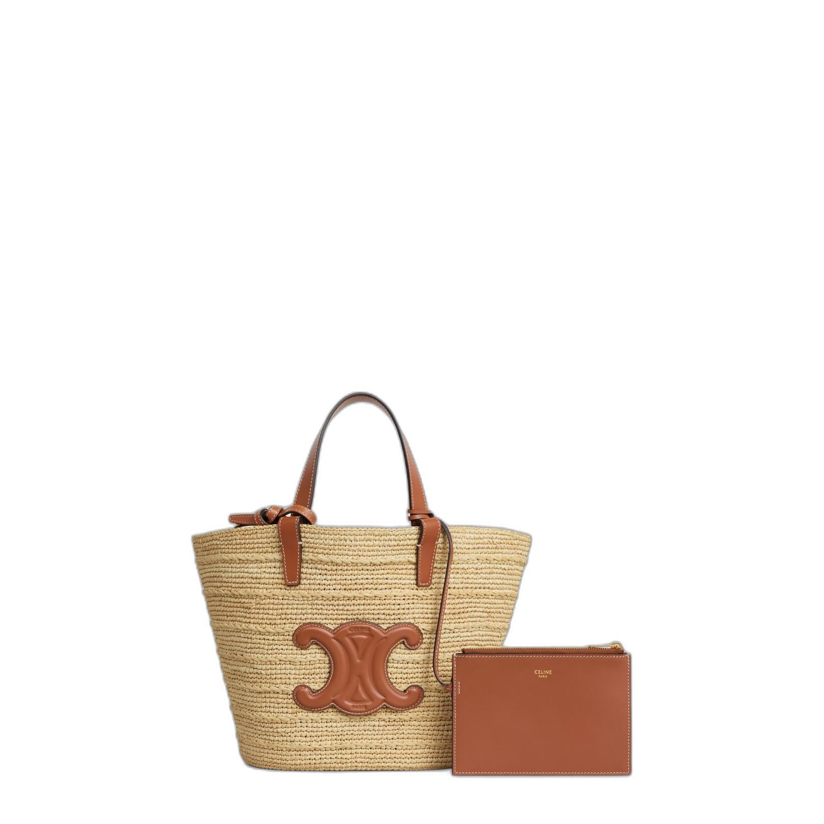 Teen Supple Classic Panier In Raffia And Calfskin