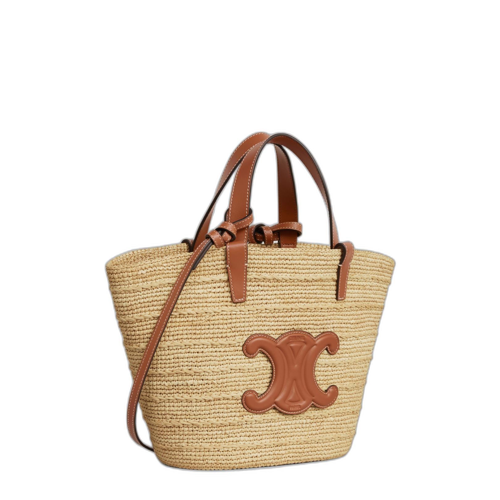 Teen Supple Classic Panier In Raffia And Calfskin