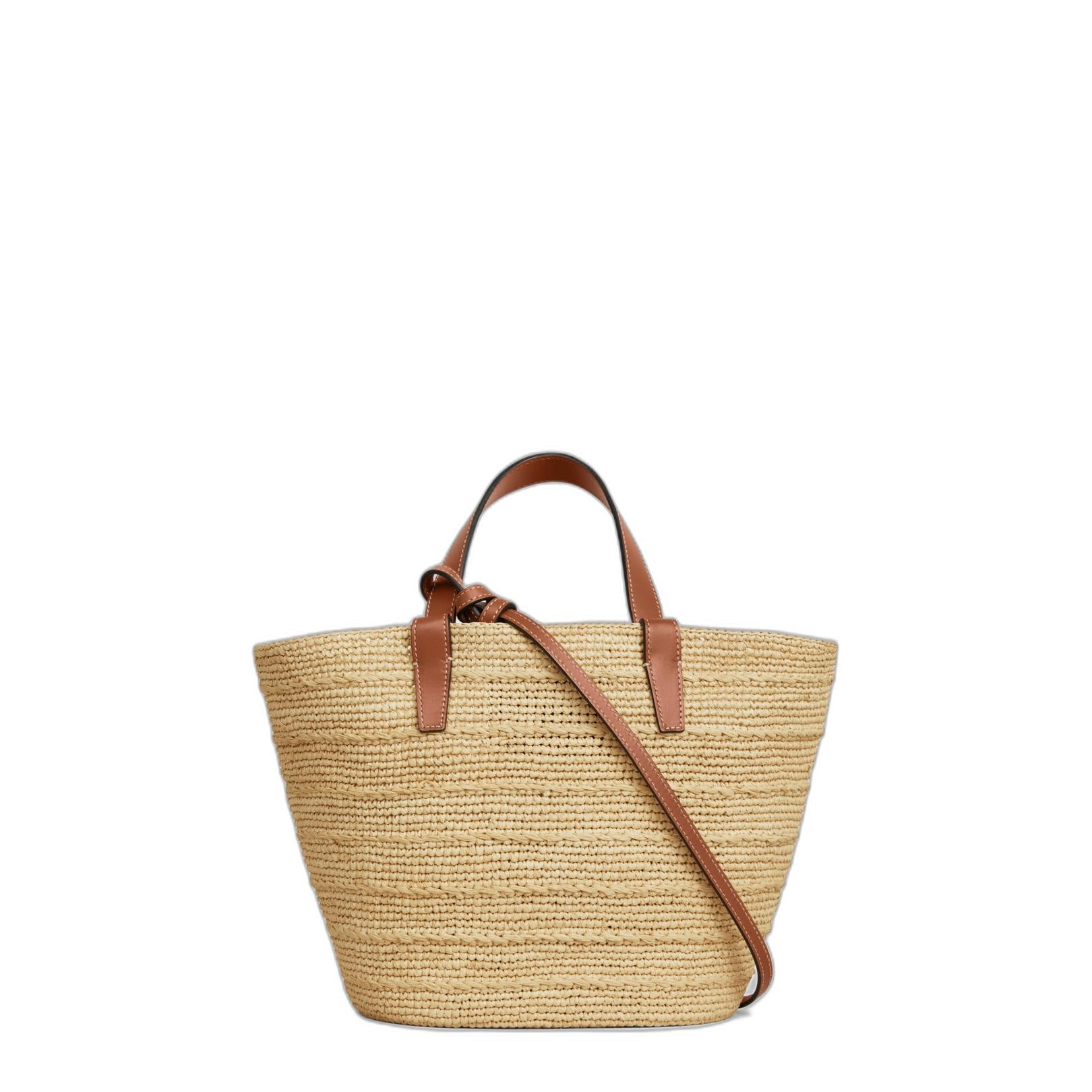 Teen Supple Classic Panier In Raffia And Calfskin
