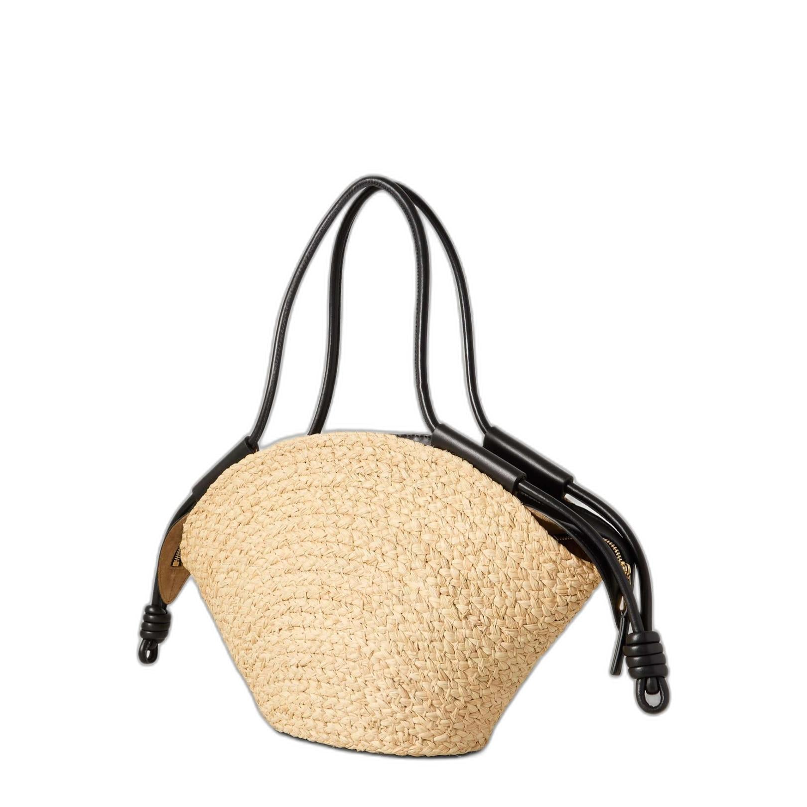 Small Paseo Basket In Raffia And Nappa Calfskin