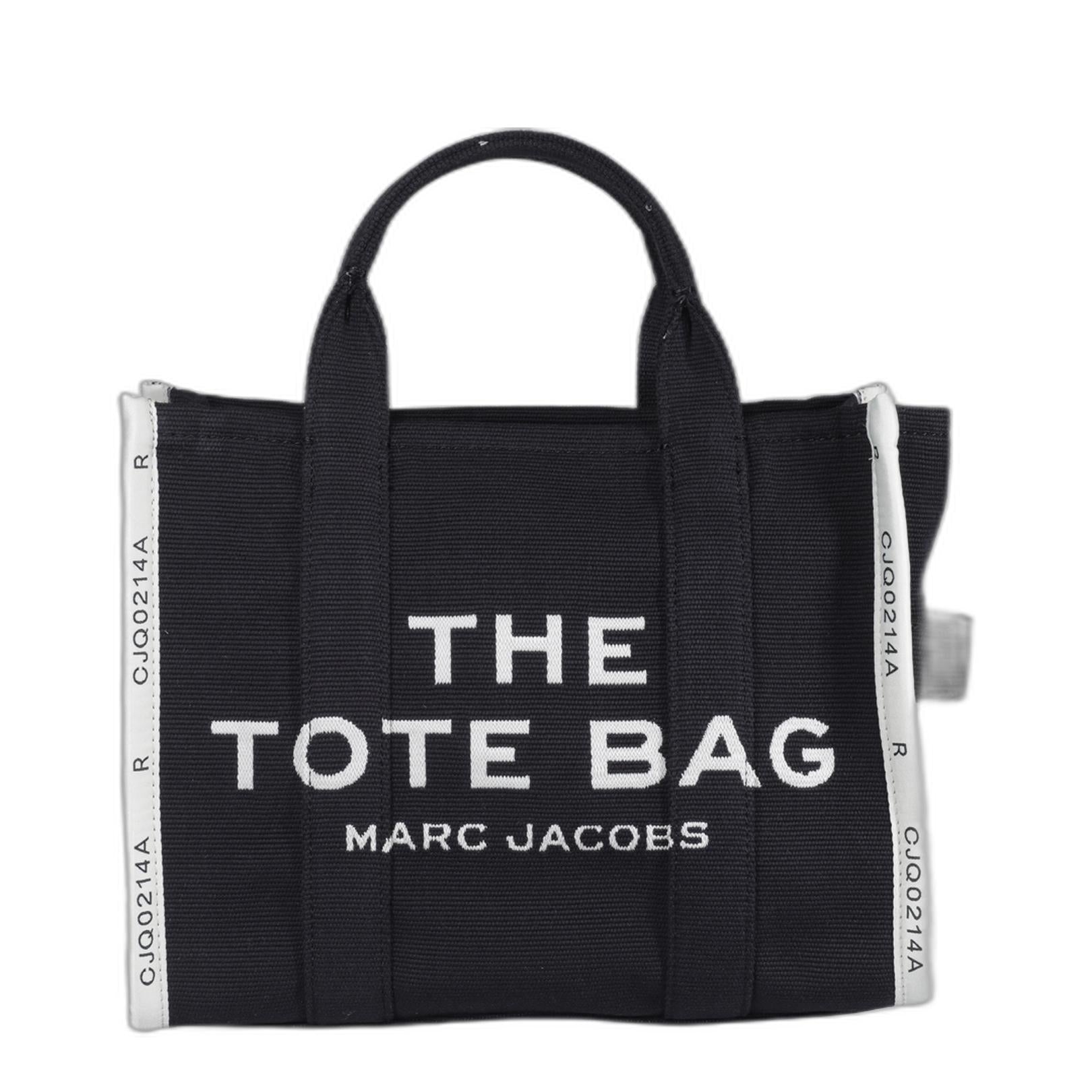 Jacquard Medium Woven Tote Bag - Black