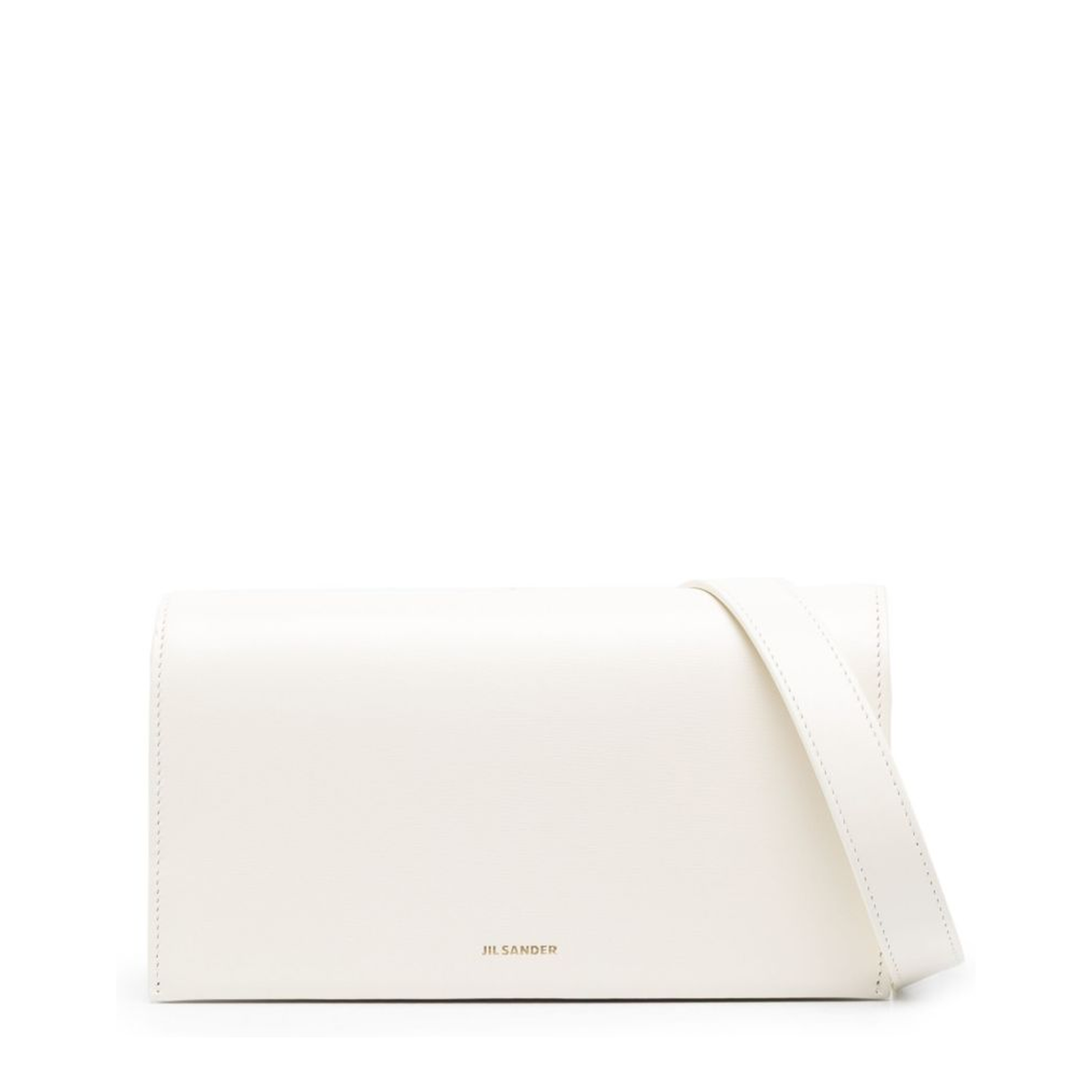 Logo Stamp Leather Shoulder Bag - Ivory