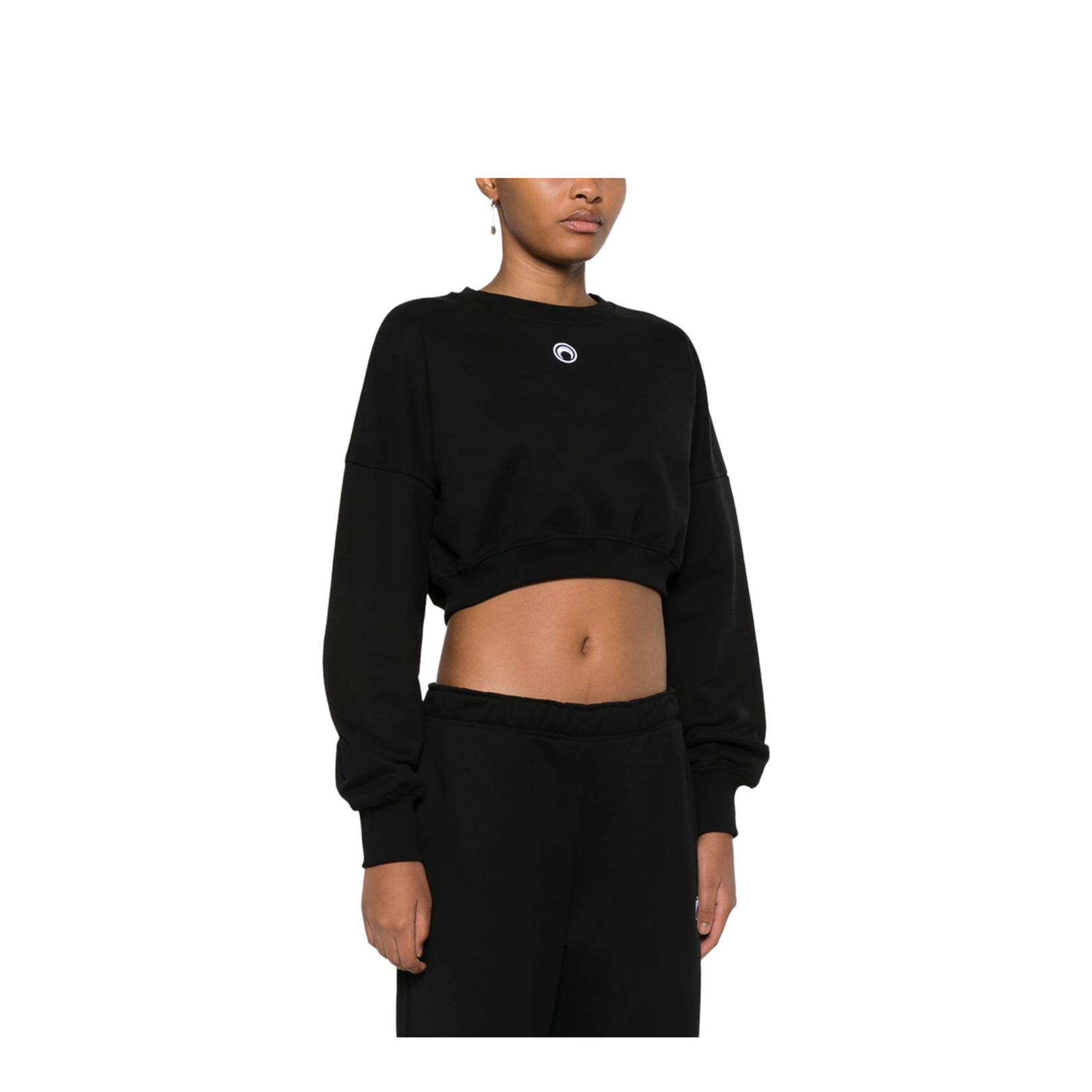 Cropped Jersey Top with Moon Embroidery