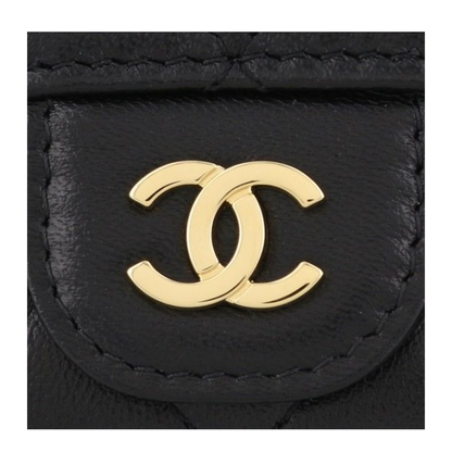 Classic Card Holder - Lambskin & Gold-Tone Metal, Black