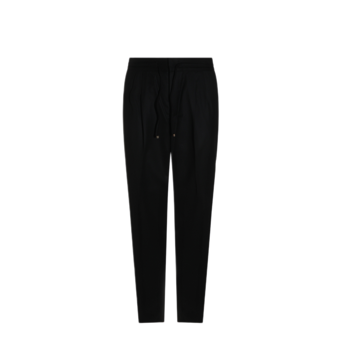 Leisure fit trousers in virgin wool flannel with drawstring and double darts