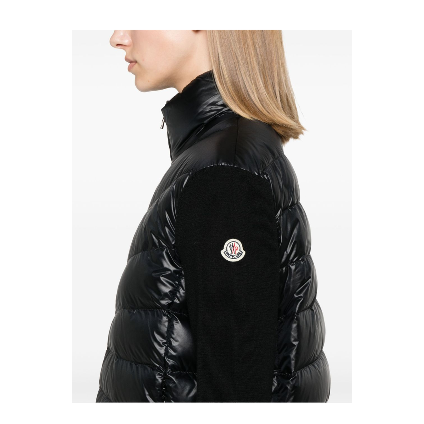 Black Padded Wool Cardigan