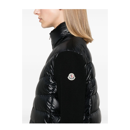 Black Padded Wool Cardigan