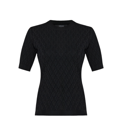 Logo V Jacquard Knit T-Shirt