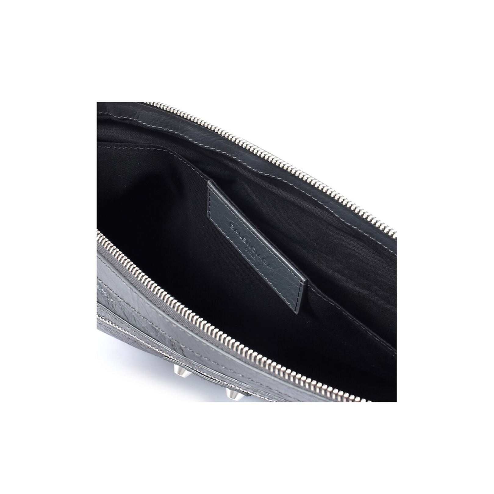 Dark Gray Zip Logo Clutch Bag